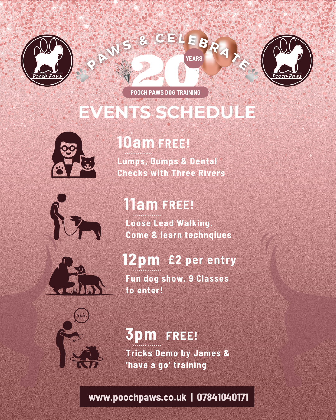 Event Schedule 1st June Paws & Celebrate
